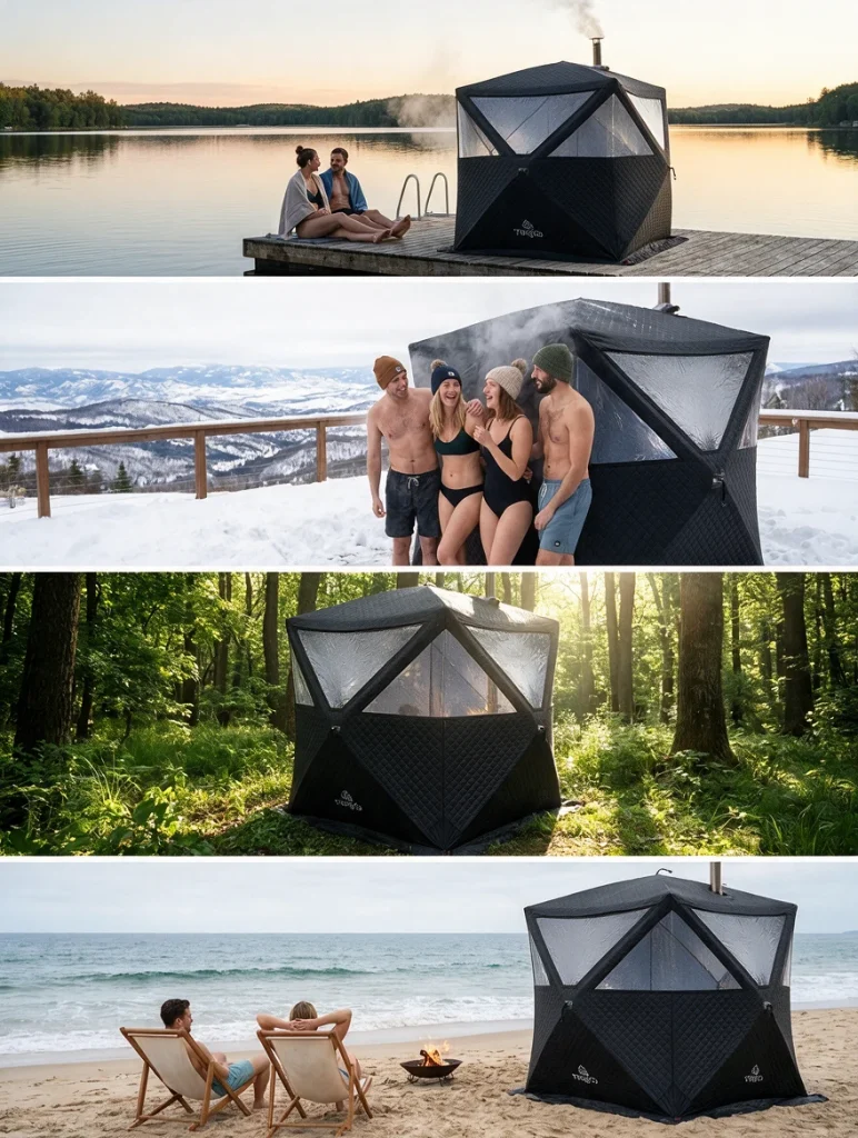 TwigGo sauna experiences in lakeside, mountain, forest and beach settings