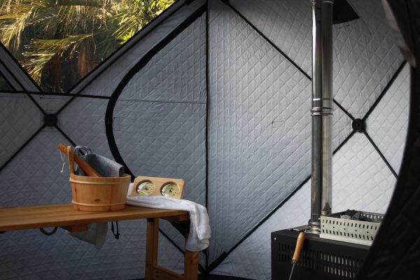 TwigGo sauna tent photo 1 TwigGo portable sauna tent set up outdoors