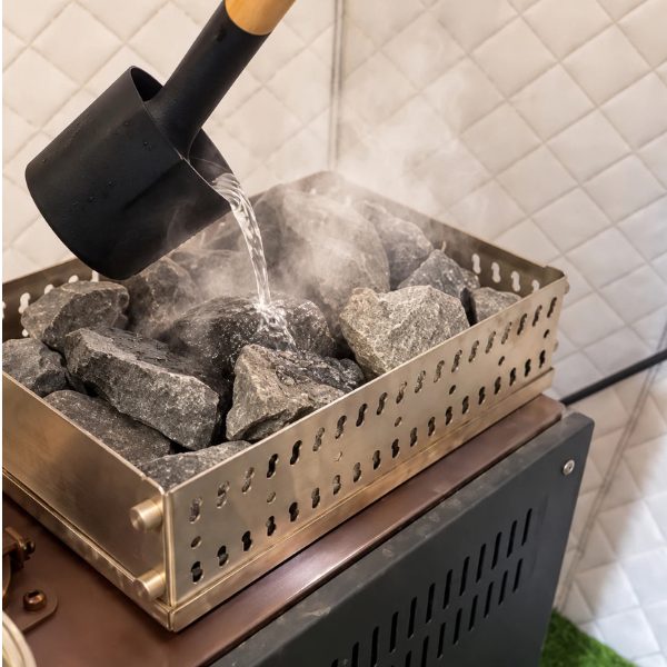 Sauna stones on the stove
