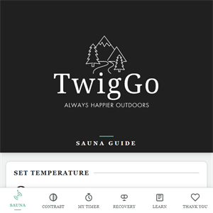 TwigGo sauna app home screen