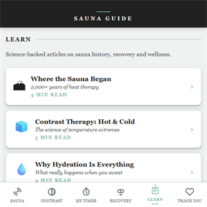 TwigGo sauna app learn screen